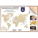 WOODEN.CITY Weltkarte Holz "L" 120 x 80 cm Die hölzerne Weltkarte mit gravierten Landesgrenzen Holz Puzzle: Taille XL. Puzzle 3D