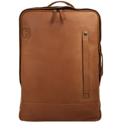 Notebookrucksack X-ZONE, Gr. B/H/T: 43cm x 29cm x 14cm, onesize, braun (cognac), Rindsleder, Leder, unifarben, Rucksäcke, echt Leder