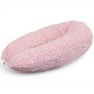 HOBEA-Germany Stillkissen 190 cm x 76 cm XXL Lagerungskissen Schwangerschaftskissen für Baby und Erwachsene Seitenschläferkissen Stillkissen mit Bezug aus Bio Baumwolle, Blütentraum Altrosa
