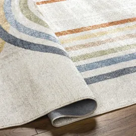 livabliss Asuncion Teppich 160x213 cm – Waschbarer Boho Orientalteppich für Wohnzimmer & Schlafzimmer – Kurzflor in Elfenbein & Gelb