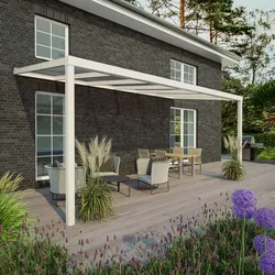Terrassenüberdachung | Schneelastzone 2 | RAL 9001 | Platte Klar | Leiste Quadratisch | Breite 4,06 m | Tiefe 2,00 m
