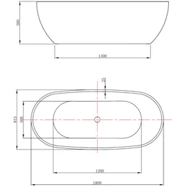 a&n&a aQualine Douro freistehende Badewanne 80 x 180 cm (E1880)