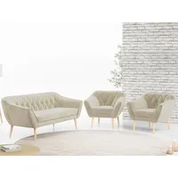 MKS MÖBEL Sofa PIRS 3 1 1, Set, Sofa, Sessel, T30-Schaum, Holzbeine, mit Relaxfunktion, Moderne Sofa Set, Skandinavische Deko beige