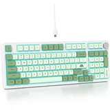 SbocKeeb 96% Cremig Mechanische Gaming Tastatur Mit Ziffernblock, RGB-Mechanische Full, Hot-Swap-fähige, Verkabelte, Amerikanische QWERTY für Gamer im Büro 98 Matcha