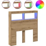 vidaXL LED-Kopfteil mit Ablagen Artisan-Eiche 100x17x102 cm, vidaXL