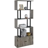 Padma House Regal, Wandregal,Bücherregal mit Unterschrank, Leiterregal,für Wohnzimmer, Büro, Schlafzimmer, Küche, S-förmiges Design,(174.5 x 70x25