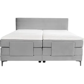 Alina Boxspringbett ALINA "Powell", grau (silbergrau dmo 29), B:172cm L:212cm, Samt DMO (100% Polyester), Komplettbetten, Boxspringbett, inkl. Motor, Matratze und Topper, in unterschiedlichen Ausführungen