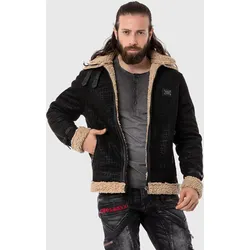 Parka CIPO & BAXX "Jacke", Herren, Gr. M, schwarz, 100% Polyester, unifarben, casual, regular fit normal, Langarm, Jacken, im Flieger-Look