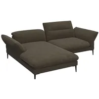 FLEXLUX Ecksofa Salino, Funktionssofa mit Recamiere, Relaxsofa, Ecksofa, Sofa mit Arm- und Kopfteil-Verstellungen, Kaltschaum & Stahl-Wellen schwarz