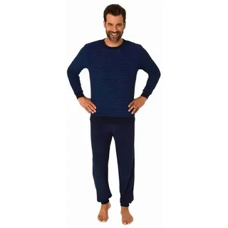 RELAX by Normann langarm Frottee Pyjama Schlafanzug Bündchen in blau