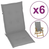 vidaXL Gartenstuhlauflagen für Hochlehner 6 Stk. Grau 120x50x3cm Stoff