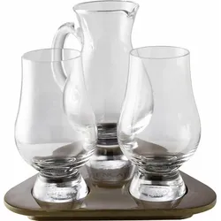 Whiskyglas STÖLZLE "Glencairn Glass", transparent, 3 tlg., Kristallglas, Trinkgefäße, 2 Gläser, 1 Krug auf Tablett