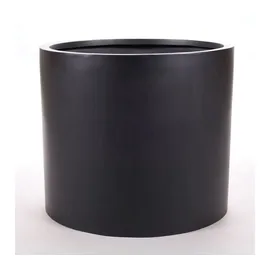 eleganteinrichten Pflanzkübel Fiberglas Ø 60x x 50cm schwarz-matt