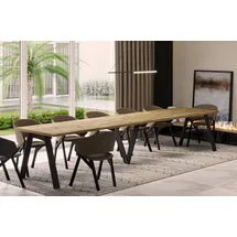 endo-moebel Endo-Möbel XXL Esstisch Lungo 130cm - 405cm ausziehbar bis 12 Personen Küchentisch (Artisan Eiche) - Taupe