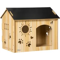 PawHut Hundehütte aus Holz Kleintierhaus mit Lüftungsöffnungen Hundehaus mit