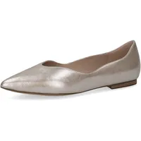 CAPRICE Damen Ballerinas aus Leder Spitz, Beige (Taupe Metallic),