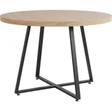OTTO home Esstisch Anja (Küchentisch, Tisch, Runder Tisch), Kreuzfußgestell aus Metall, Naturholz Optik Tischplatte beige