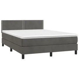 vidaXL Boxspringbett 140 x 200 cm Dunkelgrau