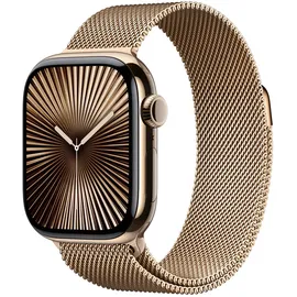 Apple Watch Series 10 GPS + Cellular 42 mm Titangehäuse gold, Milanaise Armband gold