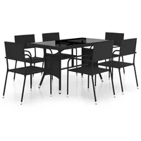 vidaXL 7-tlg Garten-Essgruppe Poly Rattan Schwarz Modell 9