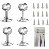 FFXN Stücke Gardinenstange Halterung Edelstahl, Rundrohr mit Schrauben, Kleiderstangen, Stangen Flansch Set für Decken oder Wandoberflächen (Fest), 22.5 mm * 55 mm *40 mm
