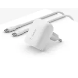 Belkin BoostCharge - Netzteil - 20 W), mit USB-C zu USB-C-Kabel«, weiß