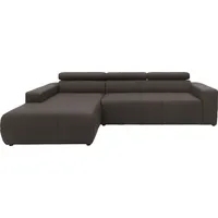 DOMO collection Ecksofa »Brandon Sitzbelastung 140 kg, große Ausführung, B/T/H: 289/177/80 cm«, mit Kopfteilverstellung, wahlweise Sitztiefenverstellung, L-Form braun