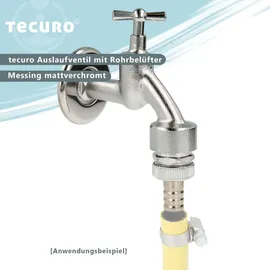 tecuro Auslaufventil 1/2 Zoll, Knebeloberteil, Rohrbelüfter, Schlauchtülle - Messing mattverchromt