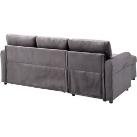 Atlantic Home Collection Schlafsofa "Gustavo L-Form, B: 199 cm", grau, B:199cm H:82cm T:127cm, 100% PES, ATLANTIC HOME COLLECTION, Sofas, Schlafsofa, mit Bettfunktion, Bettkasten & seitlichen Taschen, Topseller