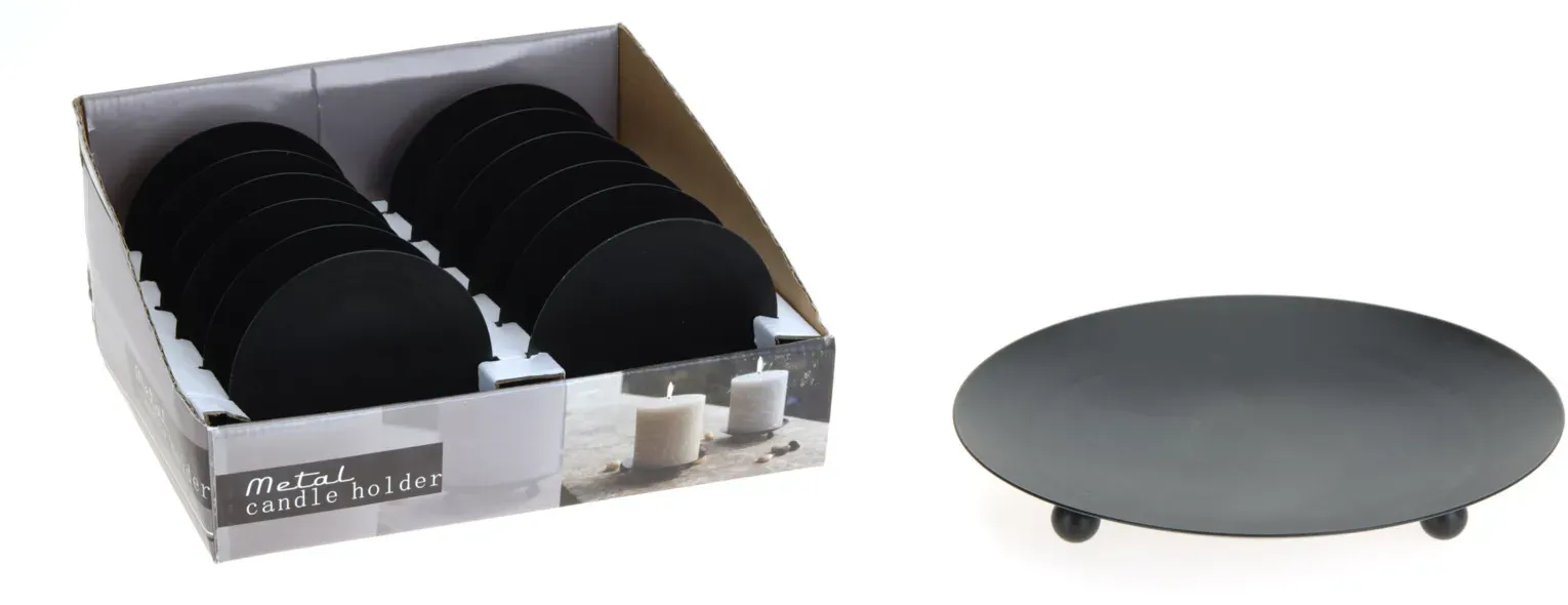 Kerzenteller 8,5cm ROUND - schwarz