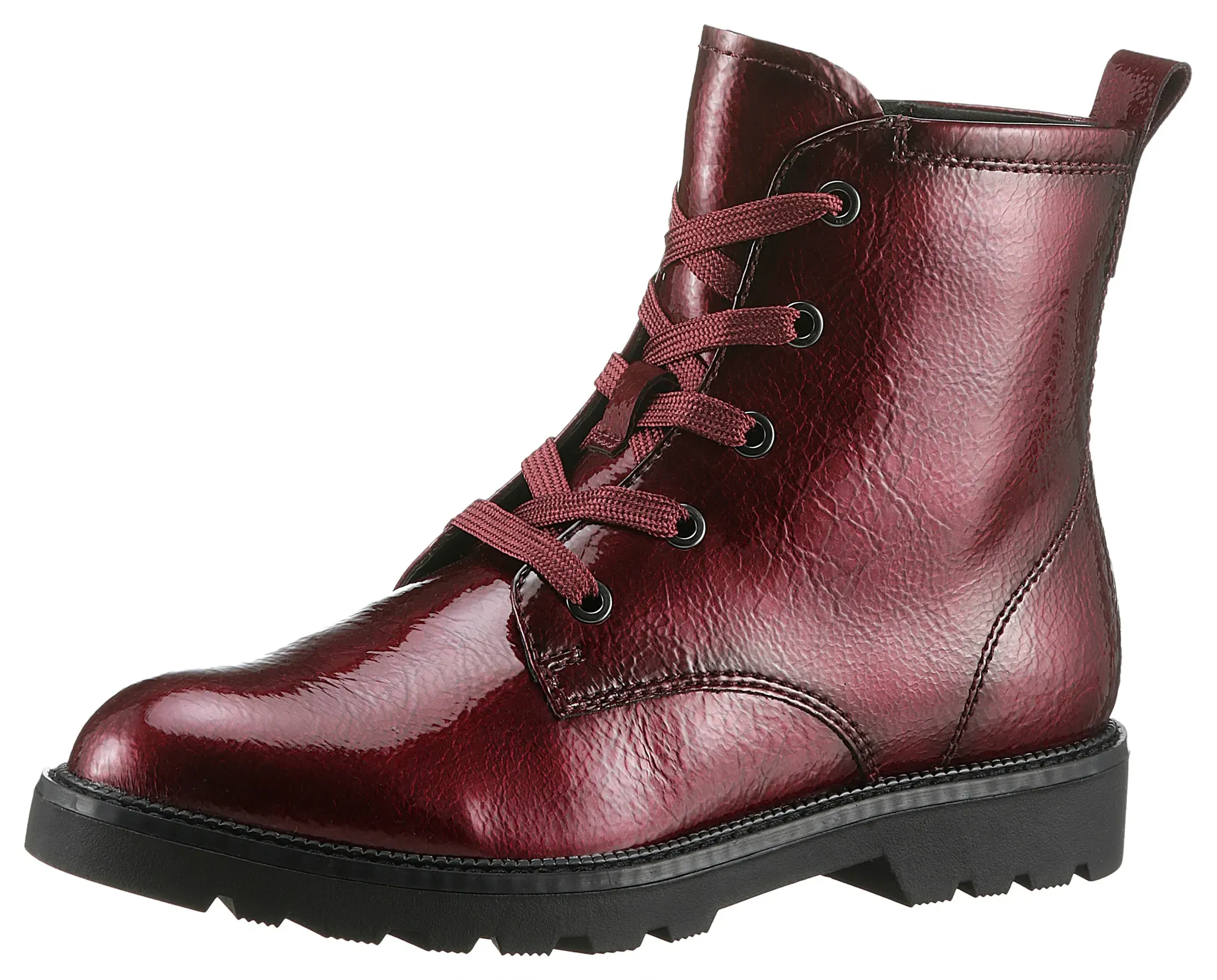 Tamaris Schnürboots, Blockabsatz, Schnürstiefelette in veganer Verarbeitung Tamaris bordeaux 36