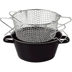 Riess Pommes-Frites Pfanne mit Einsatz Ø26cm Emaille Schwarz Induktion