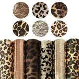 SMTCM Kunstleder 6 Stück Lederanzug Mit Leopardenmuster Bündel Lederblätter Leoparden Stoff Meterware PVC Leder Tierelemente strukturiert Kunstleder Stoffbögen für Ohrringe DIY Handwerk