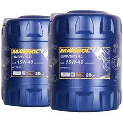 2x20 Liter Mannol Sae 15w40 Universal Motoröl Mineralisch Api Sg/cd: