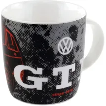 VW Collection - Volkswagen Keramik-Kaffee-Tee-Cappuccino-Tasse-Becher-Haferl Mug im GTI Design (370 ml/GTI Front/Schwarz)