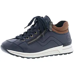 Sneaker RIEKER, Damen, Gr. 39, blau (marine), Lederimitat, sportlich, Schuhe