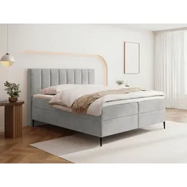 WFL GROUP Boxspringbett 180 x 200 cm H4 Hellgrau