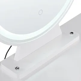 Beliani Schminktisch mit Spiegel und Hocker Rosey Led Weiß
