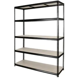 RATTATAN Verstellbares Regal mit 5 Ebenen, verstellbare Böden, Holzpaneele und Eisenrahmen, Tragkraft bis 180 kg, für Innen- und Außenbereich– 150Bx41Tx183H cm