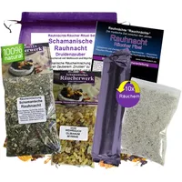 Rauhnächte räuchern 9-TLG Ritual-Set SCHAMANISCHE Rauhnacht 20-Kräuter Räuchermischung - DRUIDENZAUBER - Räucherwerk, WEIHRAUCH & MYRRHE, RÄUCHERSCHALE, 8X Zubehör, TÄSCHCHEN. 81146-WOM