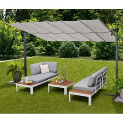 Leco Sonnendach - 400x250x220cm - silber - Polyester / Aluminium / Stahl