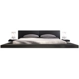 SalesFever Polsterbett Design Bett in moderner Optik, Lounge Bett inklusive Nachttisch, schwarz