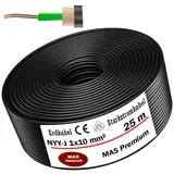 MAS-Premium® Erdkabel Deutscher Marken-Elektrokabel Ring zur Verlegung im Erd- und Außenbereich Standard Starkstromkabel (NYY-J 1x10 mm2, 25m)