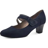 Jana Damen Pumps mit Riemen Mary Jane Vegan, Blau 37 EU