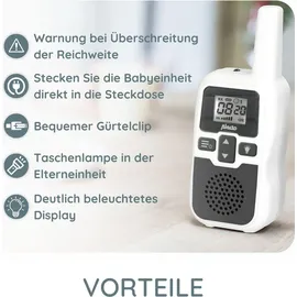 Alecto DBX-80 - Babyphone mit Reichweite von bis zu 3.000 Metern, weiß/anthrazit - Weiß,
