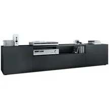 Vladon Mogan Lowboard 181 x 39 x 35 cm Schwarz matt MDF/Spanplatte