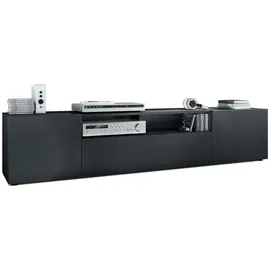 Vladon Mogan Lowboard 181 x 39 x 35 cm Schwarz matt MDF/Spanplatte