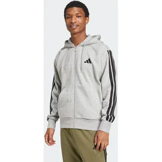 adidas Essentials 3-Streifen Fleece Reißverschlusspullover Medium Grey Heather / Black M