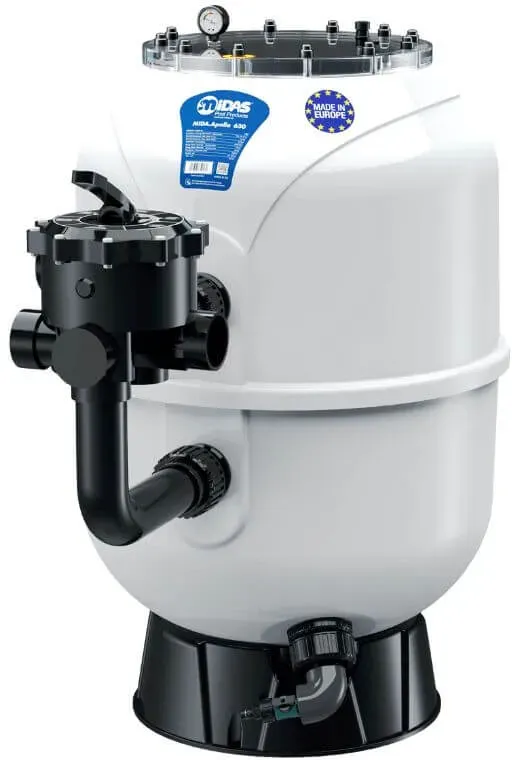 MIDA.Apollo GFK Filterbehälter mit 6-Wege-Ventil oder Besgo Stangenventil,, Ø630 mm, inkl. 6-Wege-Ventil 2" & Verrohrung