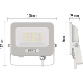 EMOS LED Aluminium-Strahler 20 W 20 cm 1 Stück weiß
